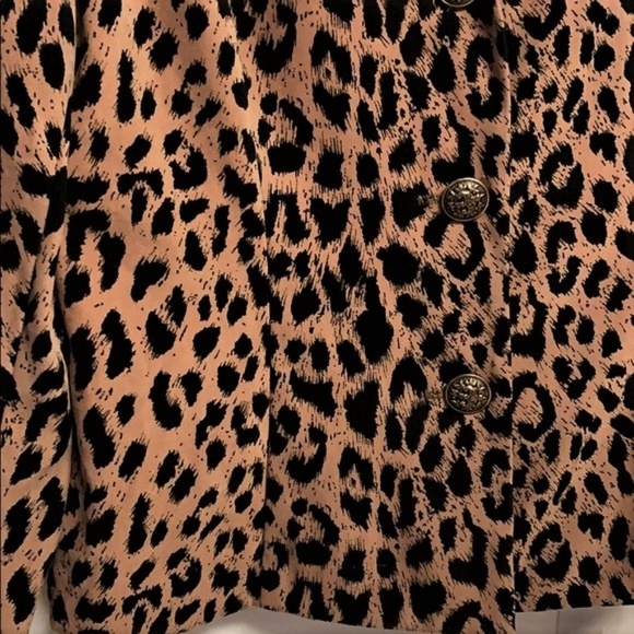 Vintage David Benjamin Tan Black Animal Print Polyester Stretch Blazer Size 6 - Picture 3 of 7